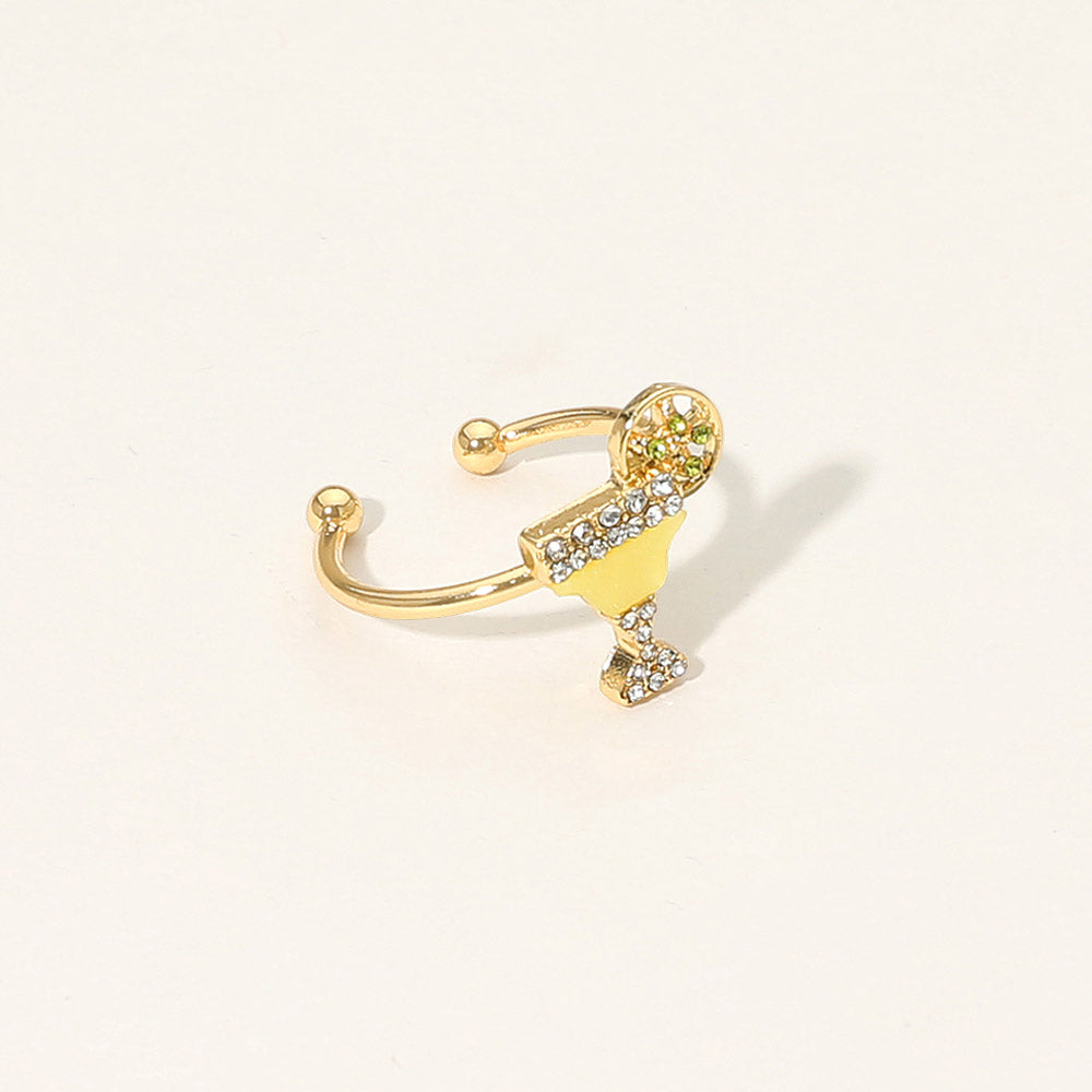 SECRET BOX_Genuine Gold Dipped Stone Pave Cocktail Glass Accent Adjustable Ring