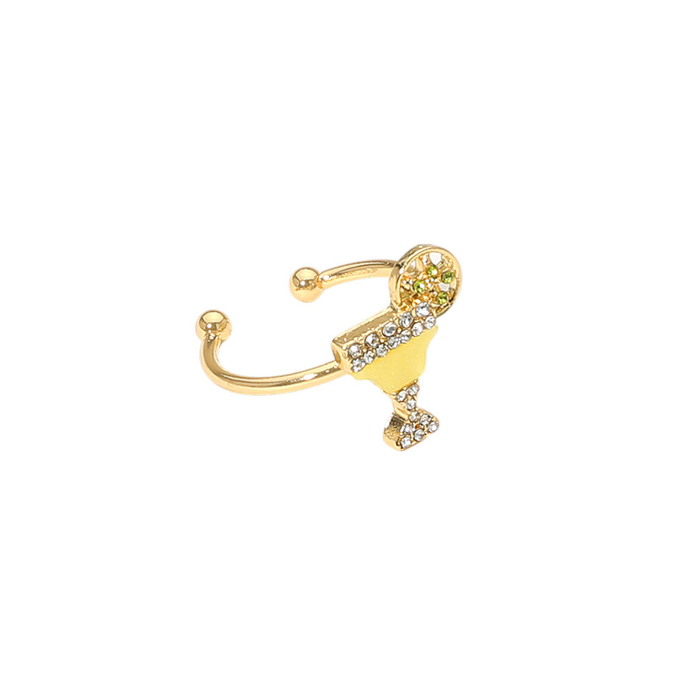 SECRET BOX_Genuine Gold Dipped Stone Pave Cocktail Glass Accent Adjustable Ring
