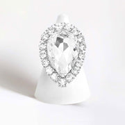 Women's Crystal Rhinestone Teardrop Stretch Cocktail Ring