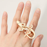 SECRET BOX_14K Gold Dipped Lizard Two Finger Ring