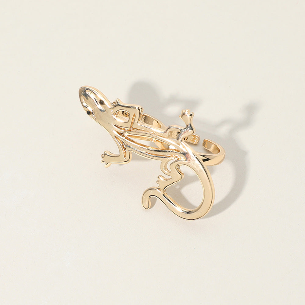SECRET BOX_14K Gold Dipped Lizard Two Finger Ring