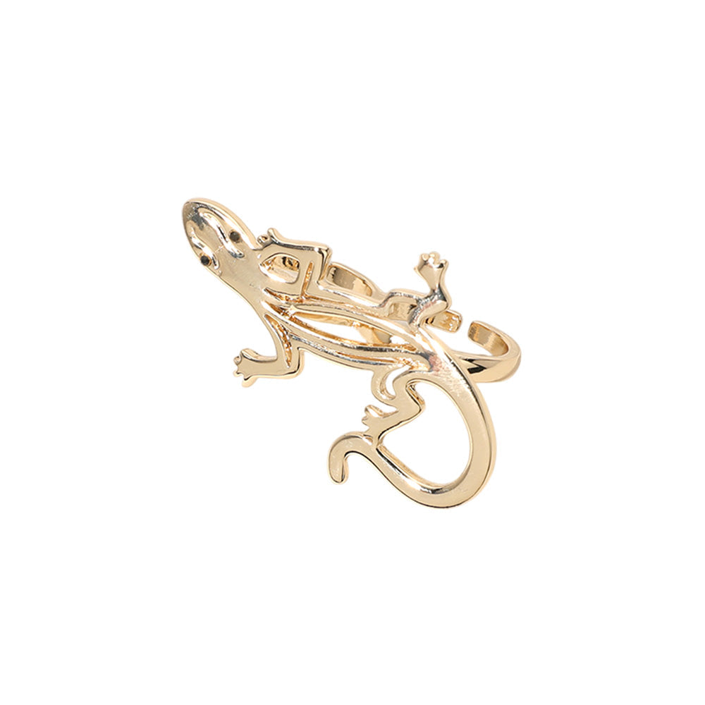 SECRET BOX_14K Gold Dipped Lizard Two Finger Ring