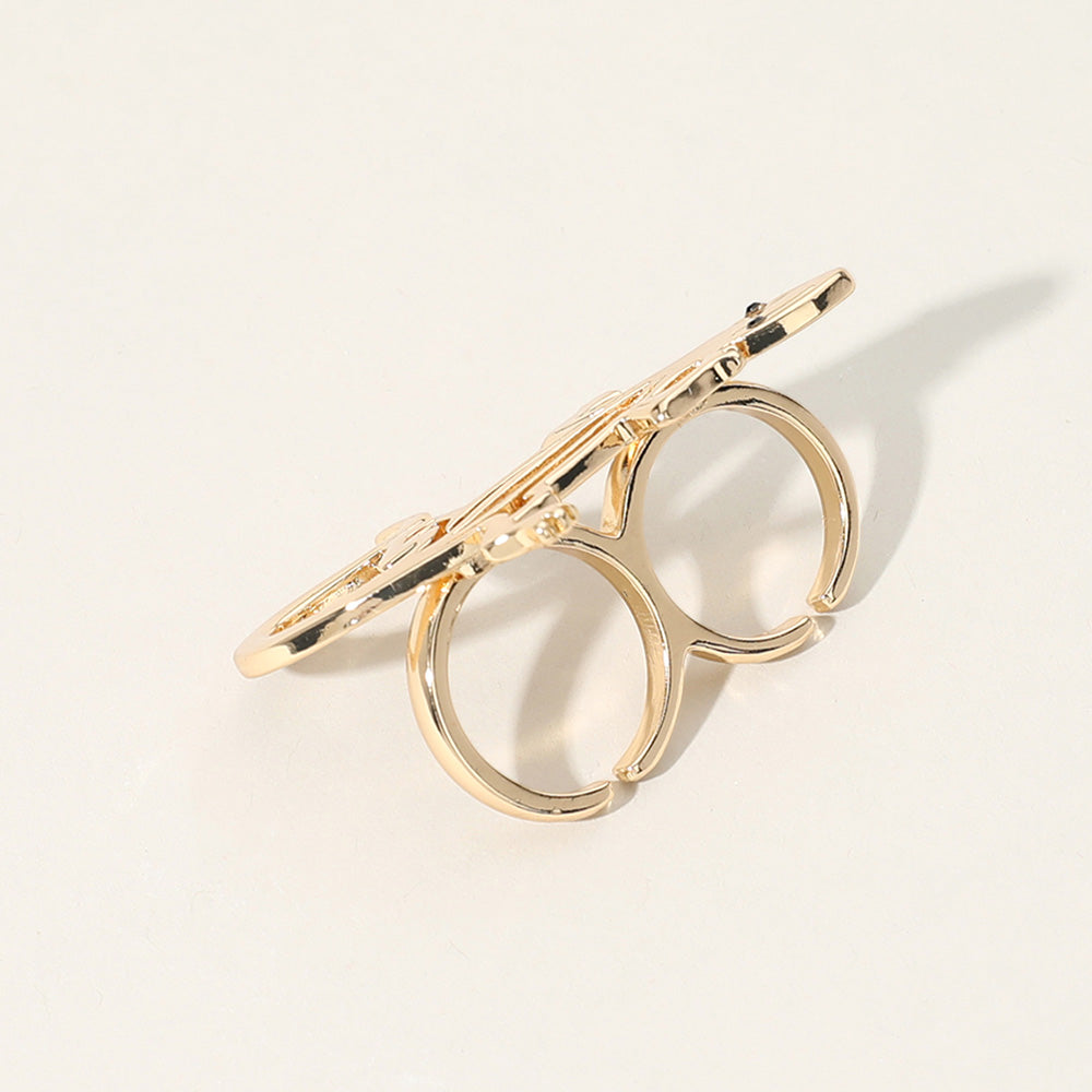 SECRET BOX_14K Gold Dipped Lizard Two Finger Ring