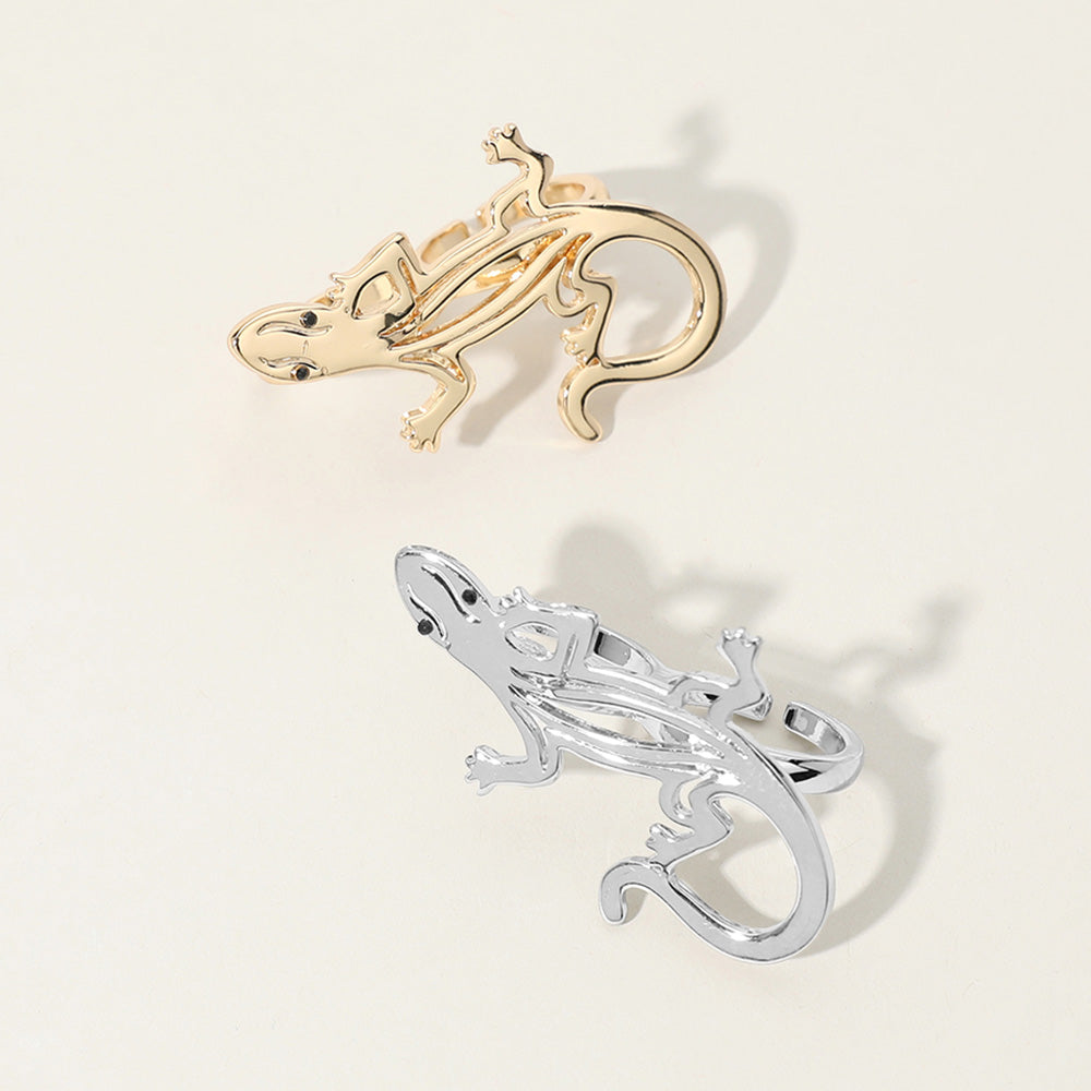 SECRET BOX_14K Gold Dipped Lizard Two Finger Ring