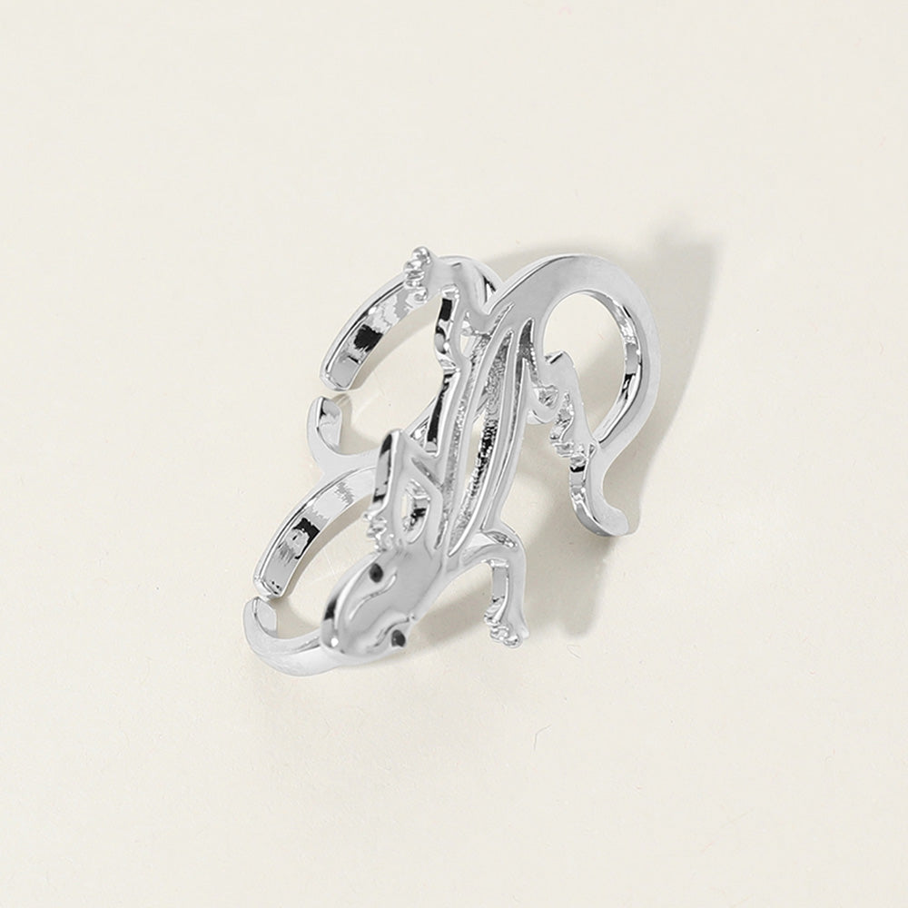 SECRET BOX_Sterling Silver Dipped Lizard Two Finger Ring