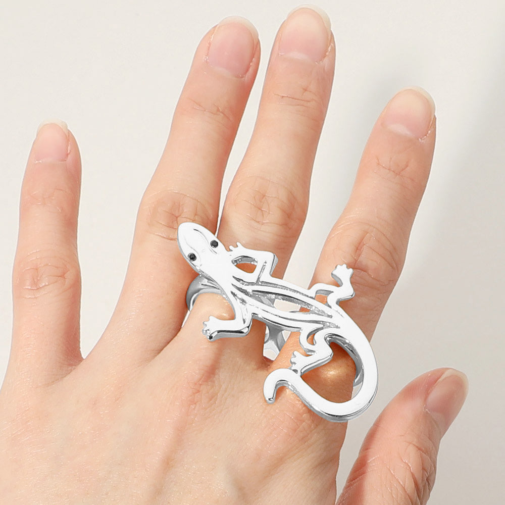 SECRET BOX_Sterling Silver Dipped Lizard Two Finger Ring