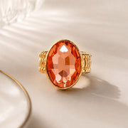 Oval Crystal Rhinestone Stretch Cocktail Ring