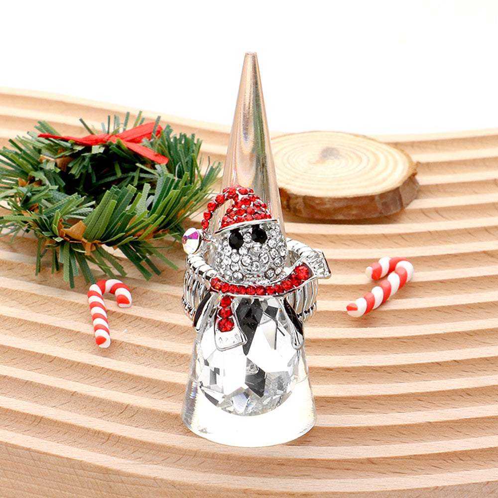 Snowman Teardrop Stone Accented Stretch Ring