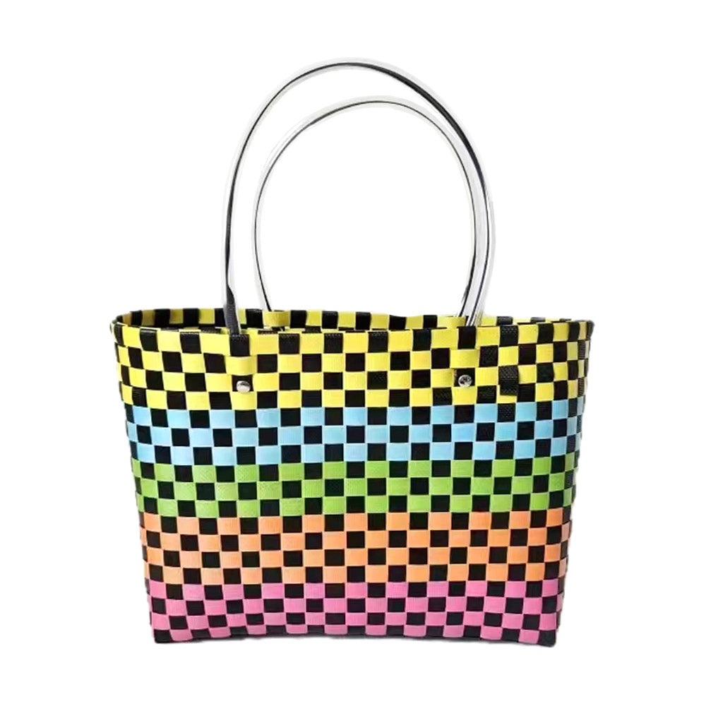 Jelly Tube Top Handle Basket Weave Tote Bag / Shoulder Bag