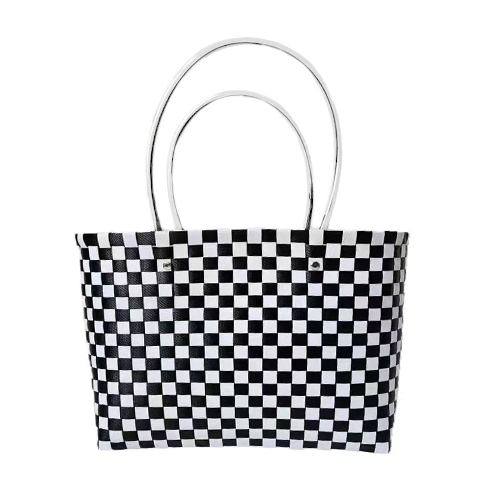 Jelly Tube Top Handle Basket Weave Tote Bag / Shoulder Bag