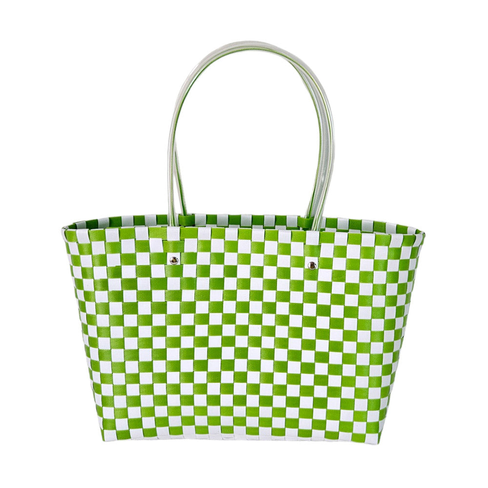 Jelly Tube Top Handle Basket Weave Tote Bag / Shoulder Bag