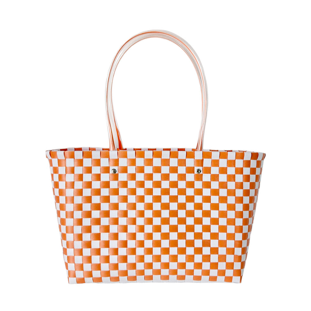 Jelly Tube Top Handle Basket Weave Tote Bag / Shoulder Bag