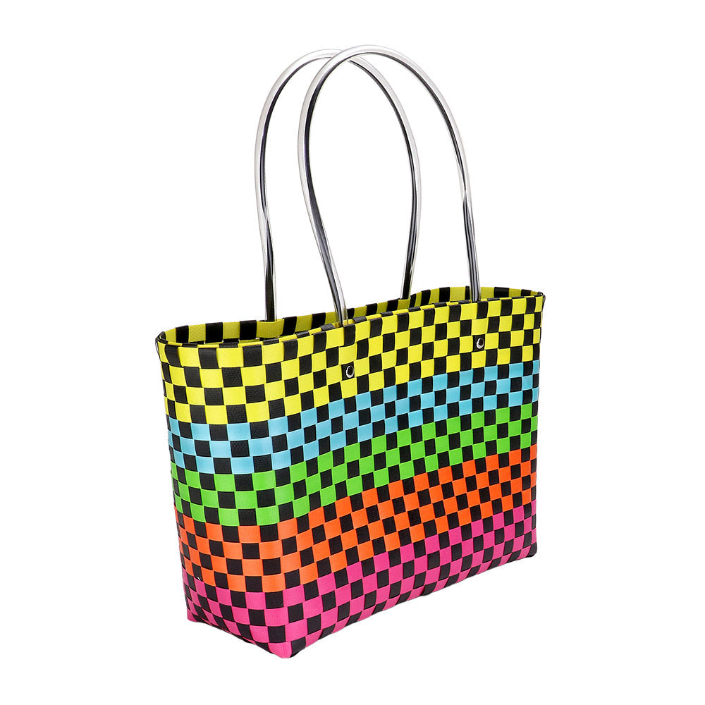 Jelly Tube Top Handle Basket Weave Tote Bag / Shoulder Bag