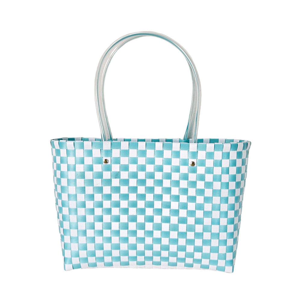 Jelly Tube Top Handle Basket Weave Tote Bag / Shoulder Bag