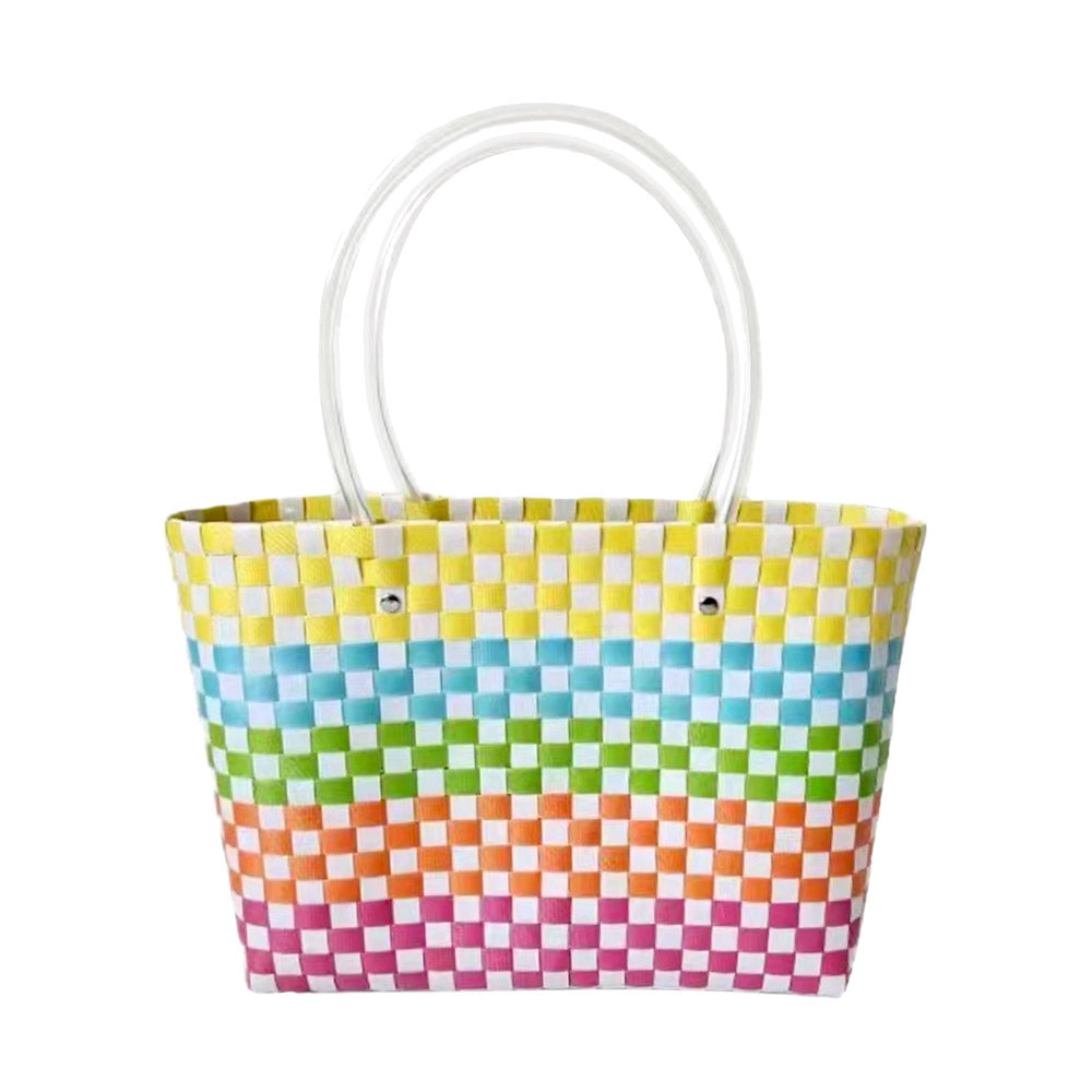Jelly Tube Top Handle Basket Weave Tote Bag / Shoulder Bag