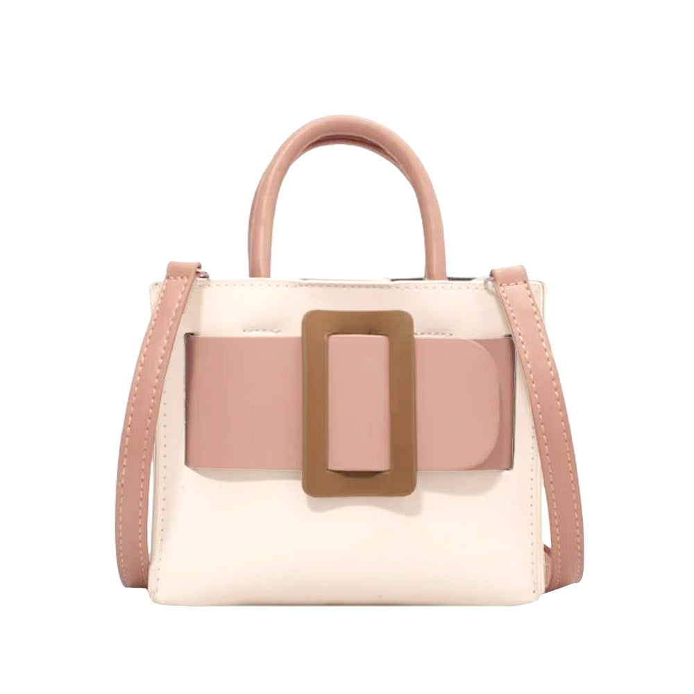 Faux Leather Belt Buckle Accented Mini Crossbody Bag