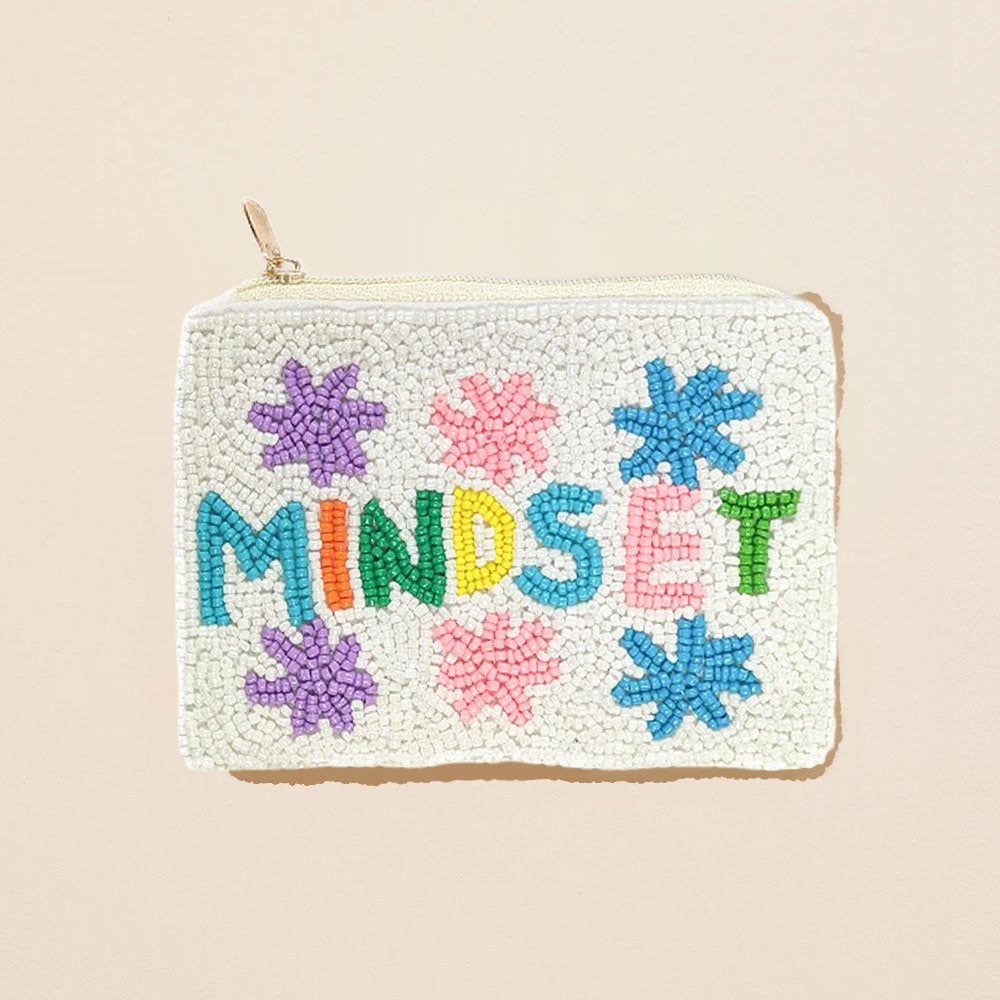 MINDSET Message Flower Seed Beaded Mini Pouch Bag
