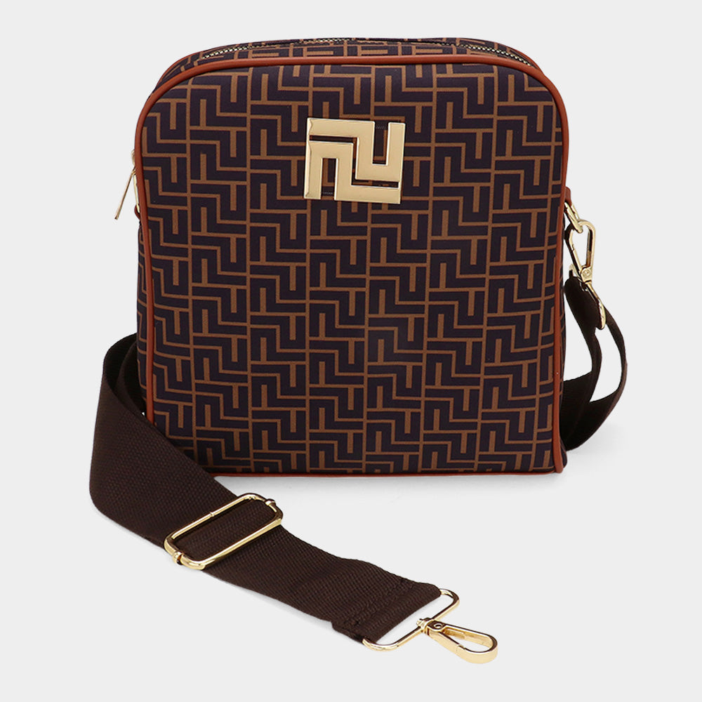Geometric Pattern Square Crossbody Bag