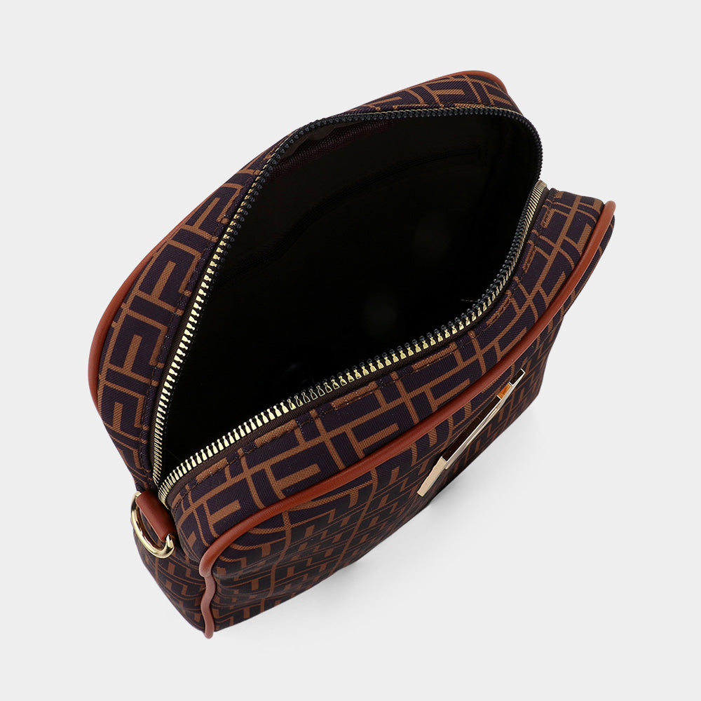 Geometric Pattern Square Crossbody Bag