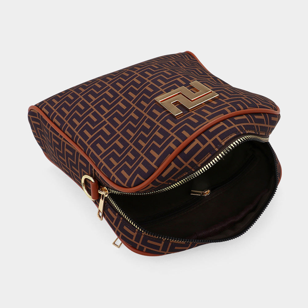 Geometric Pattern Square Crossbody Bag