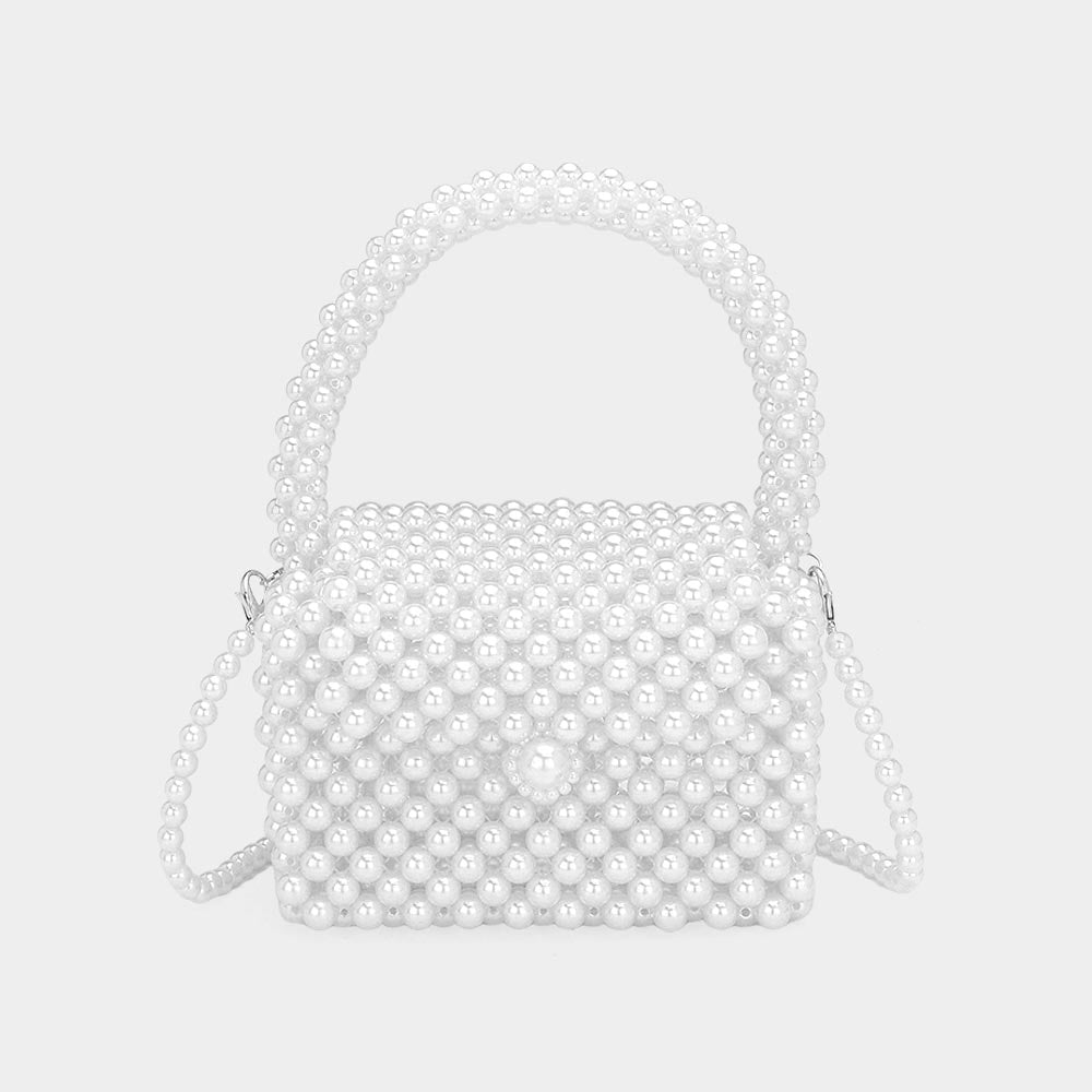 Pearl Beaded Mini Top Handle Handbag / Crossbody Bag