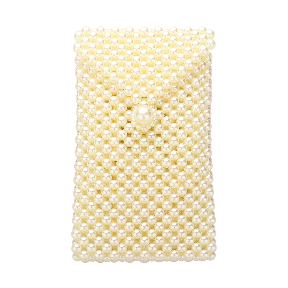 Pearl Beaded Phone Holder Crossbody Bag
