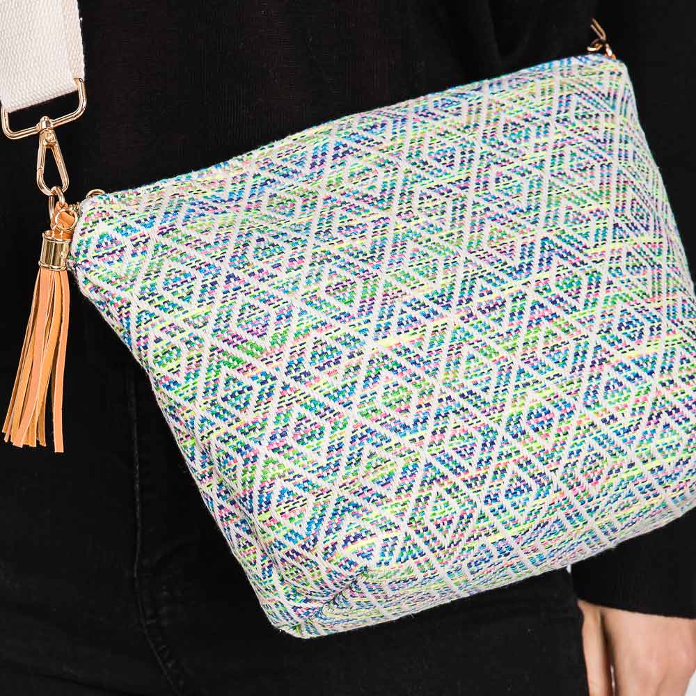 Aztec Patterned Tassel Crossbody Bag