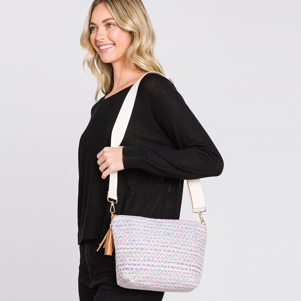 Aztec Patterned Tassel Crossbody Bag
