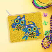 Mardi Gras Seed Beaded The Day Of Death Skull Mini Pouch Bag