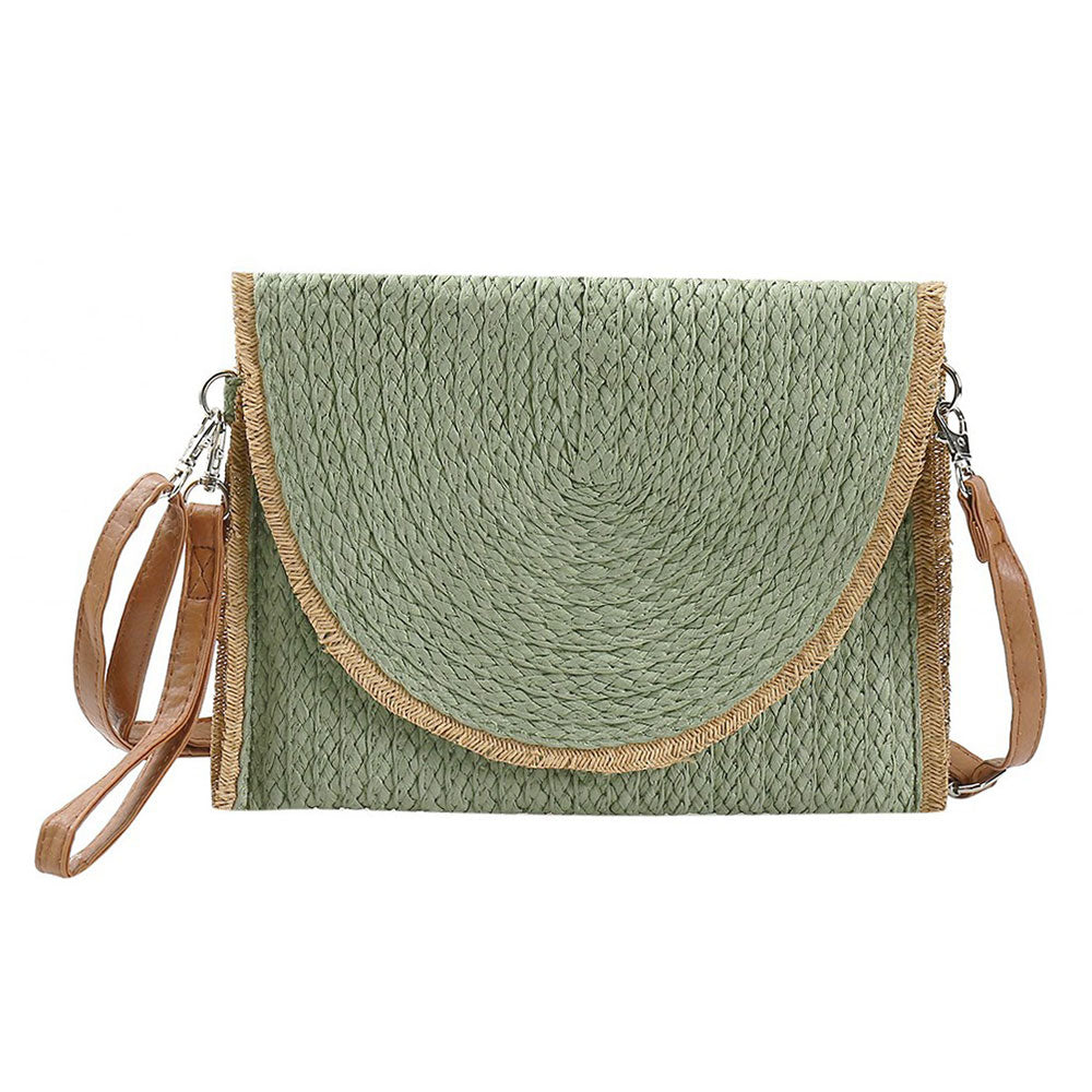 Frayed Trip Two Tone Straw Clutch / Crossbody Bag