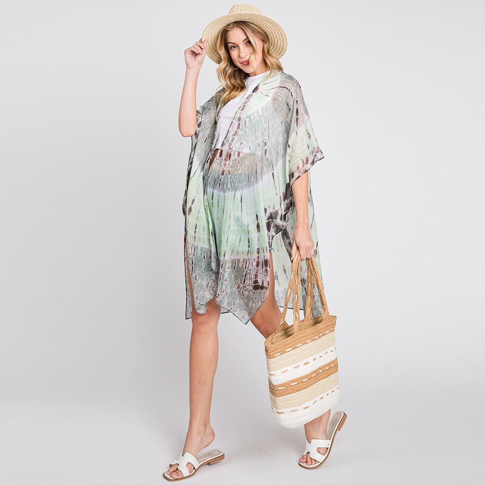 Striped Pattern Dotted line Detail Straw Bag