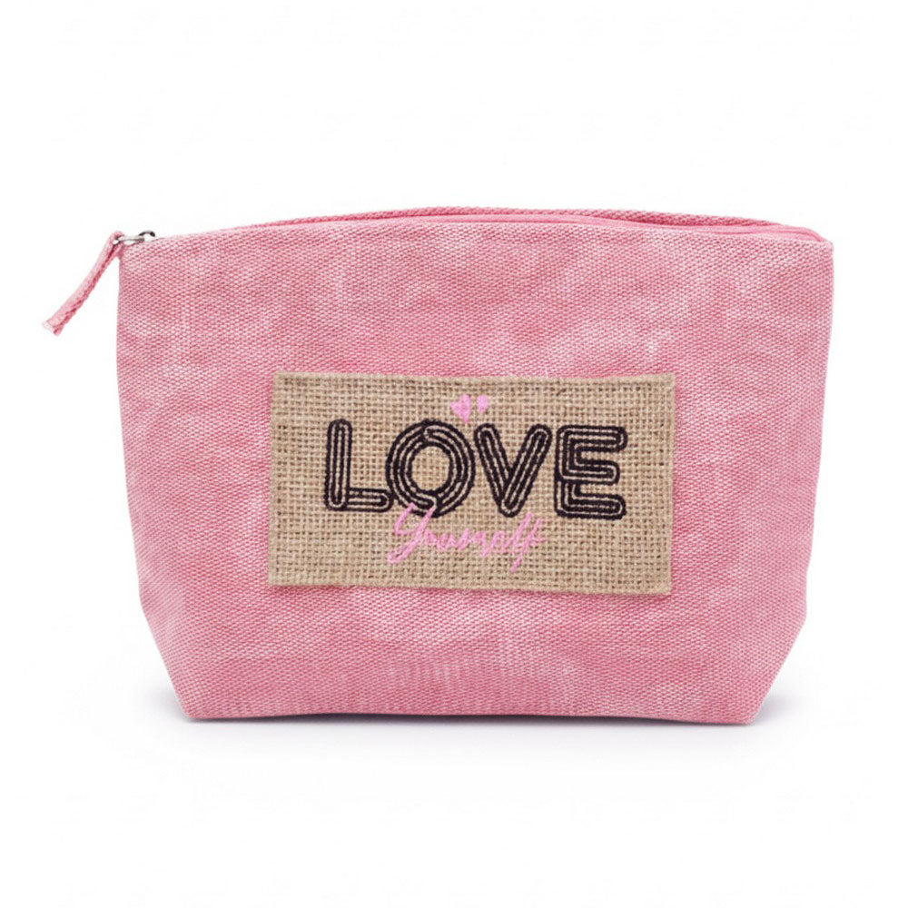 Vintage Message Patch Cosmetic Pouch Bag