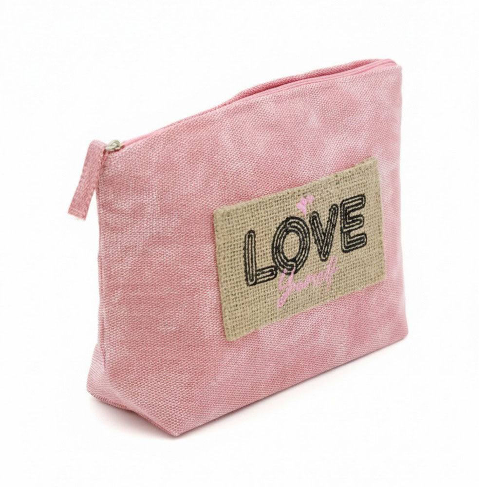 Vintage Message Patch Cosmetic Pouch Bag