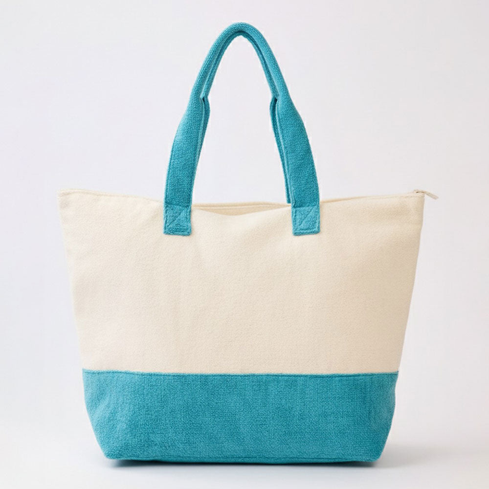 TAKE ME TO THE BEACH Message Palm Tree Graphic Printed Terry Tote Bag
