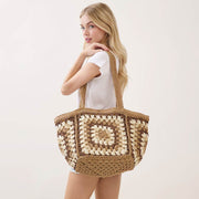 Vintage Granny Square Crochet Summer Tote Bag