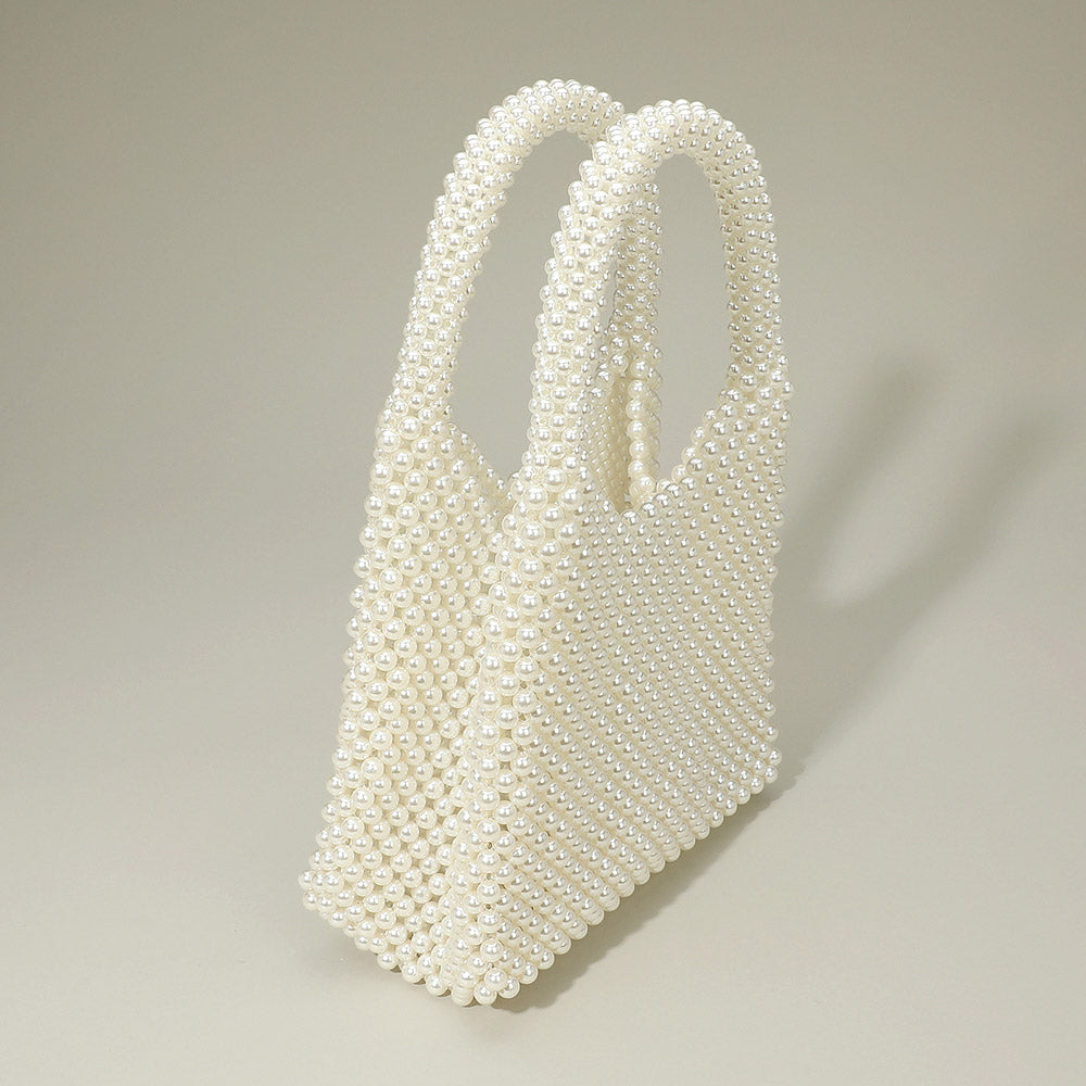 Pearl Beaded Top Handle Handbag
