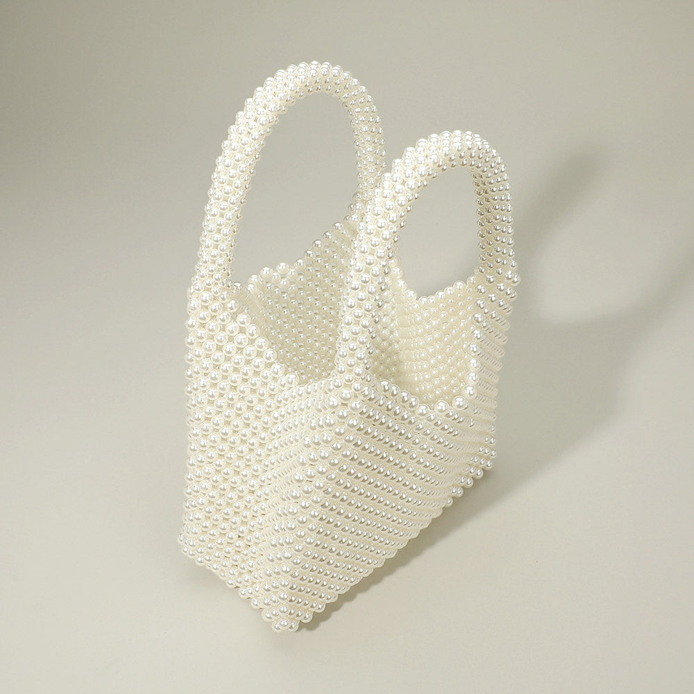 Pearl Beaded Top Handle Handbag