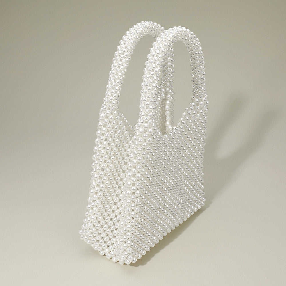 Pearl Beaded Top Handle Handbag