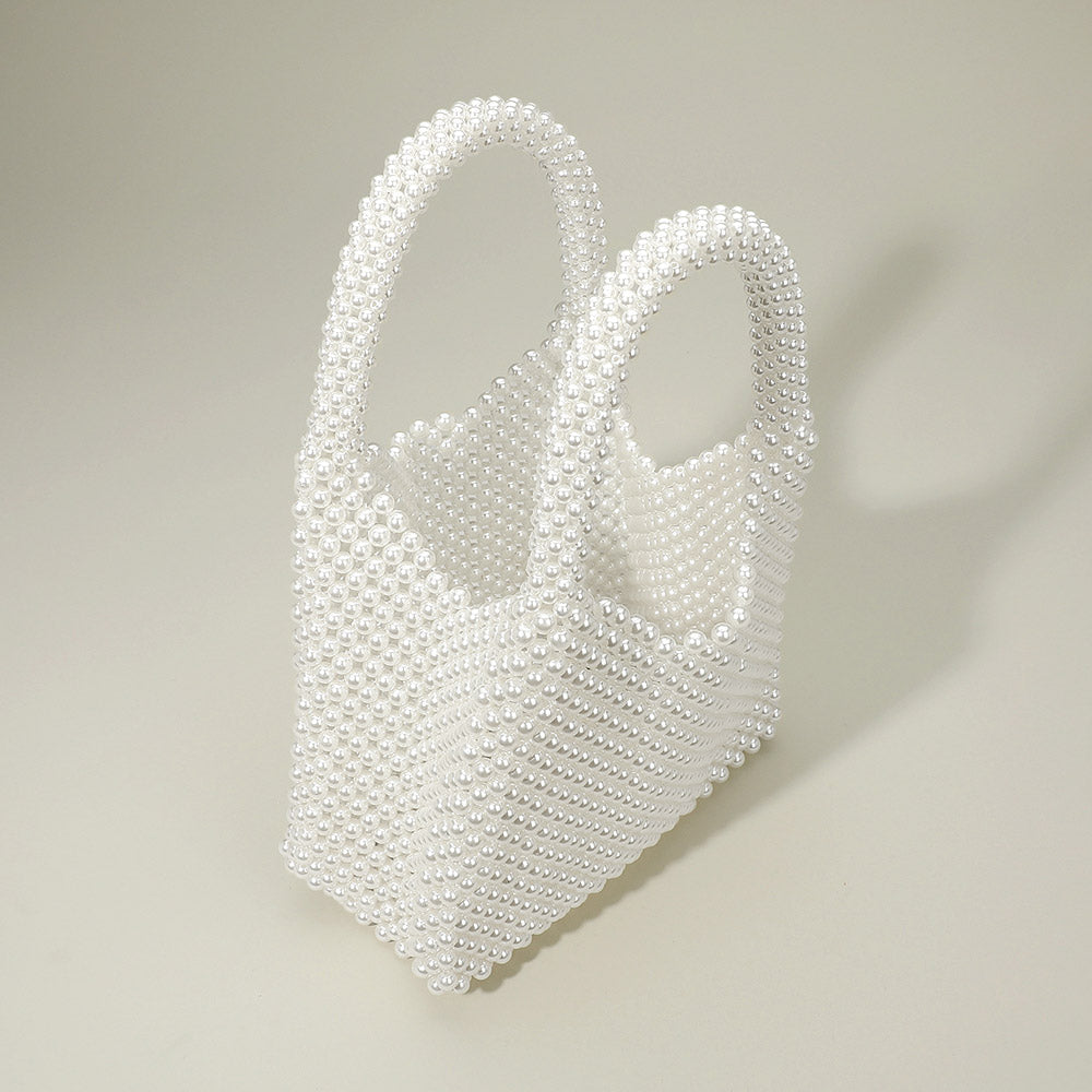 Pearl Beaded Top Handle Handbag