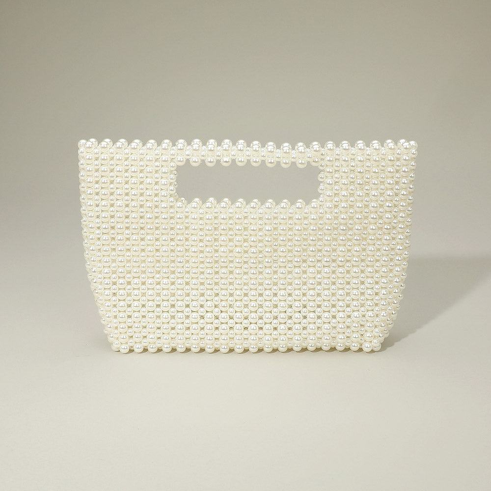 Pearl Beaded Open Top Handbag