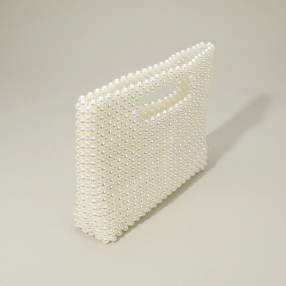 Pearl Beaded Open Top Handbag