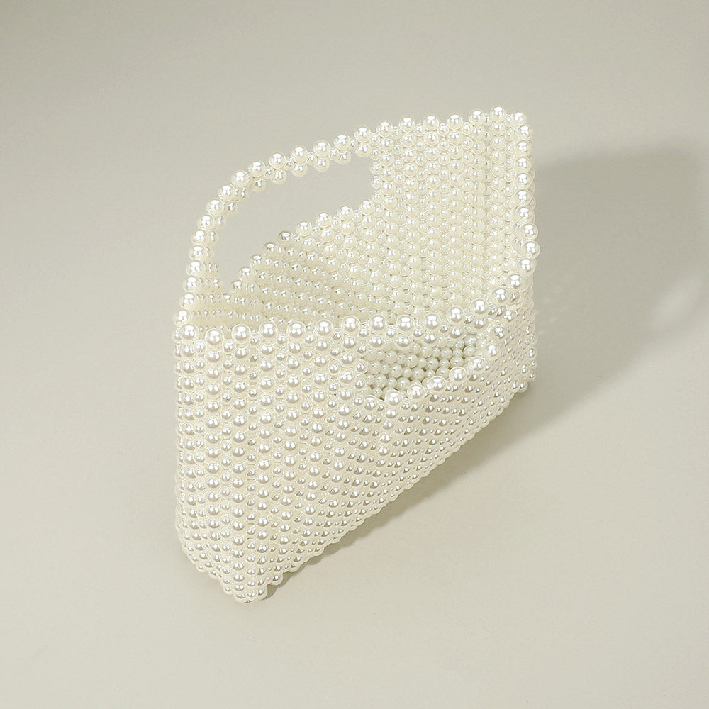 Pearl Beaded Open Top Handbag