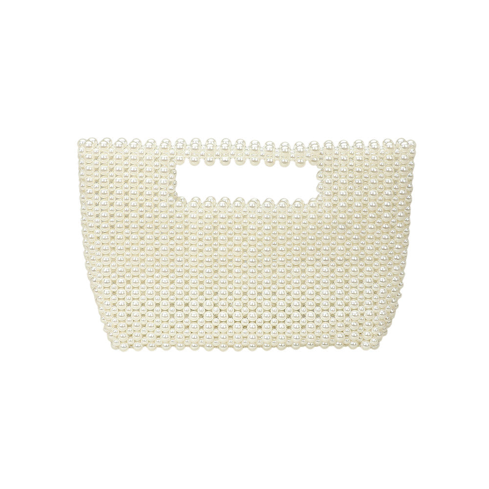 Pearl Beaded Open Top Handbag