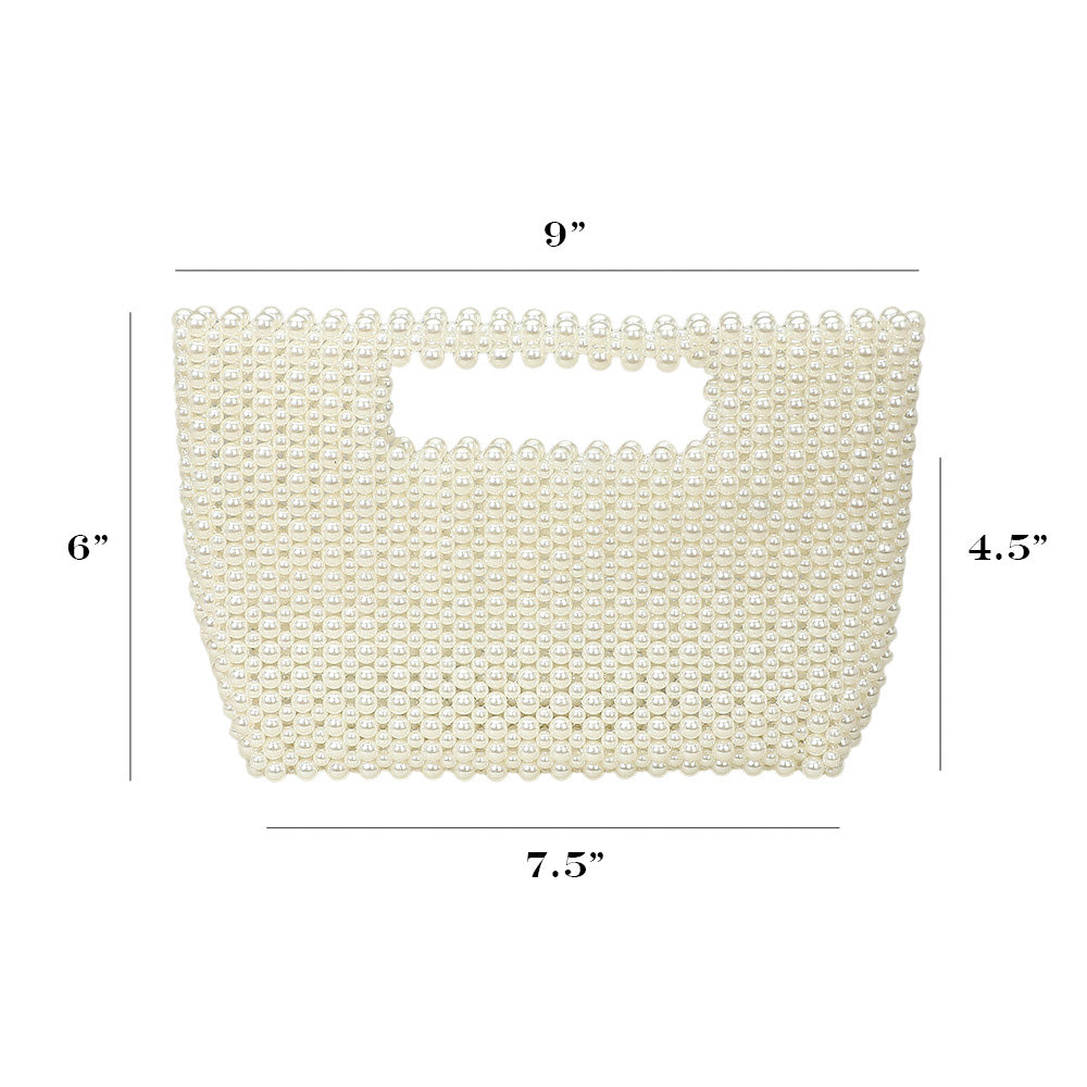 Pearl Beaded Open Top Handbag