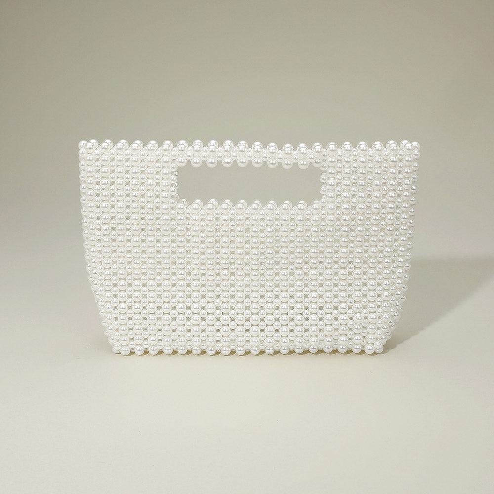 Pearl Beaded Open Top Handbag
