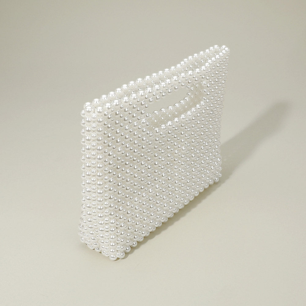 Pearl Beaded Open Top Handbag