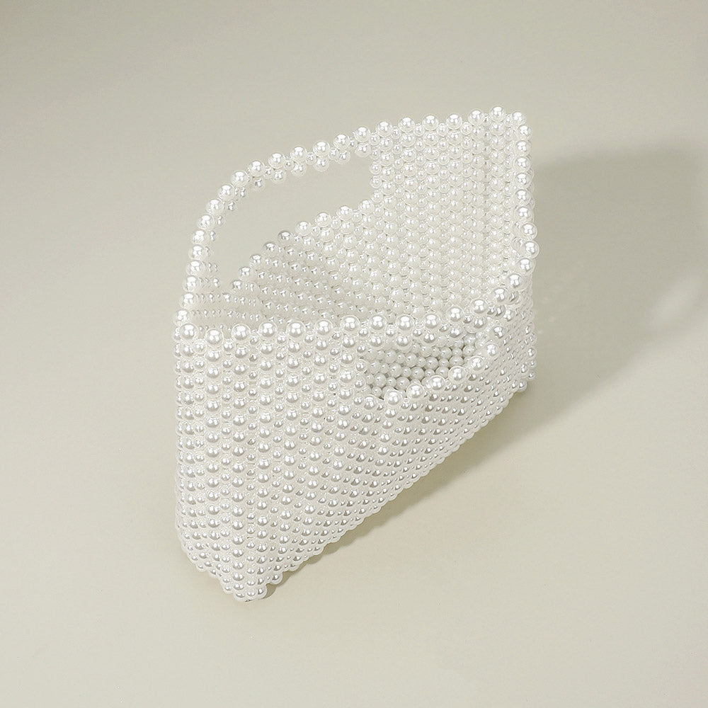 Pearl Beaded Open Top Handbag