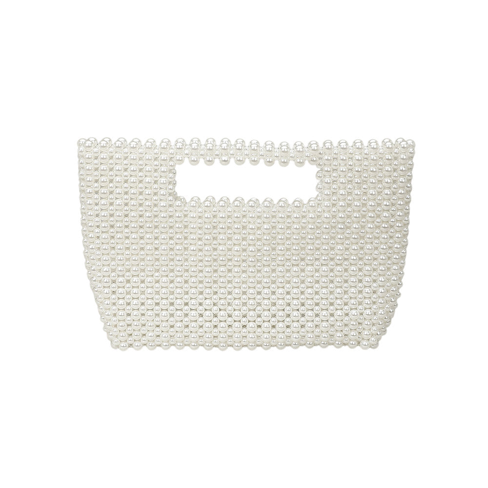 Pearl Beaded Open Top Handbag
