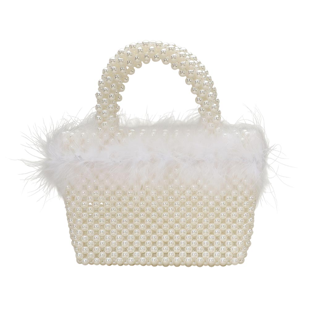 Feather Embellished Open Top Mini Tote Bag
