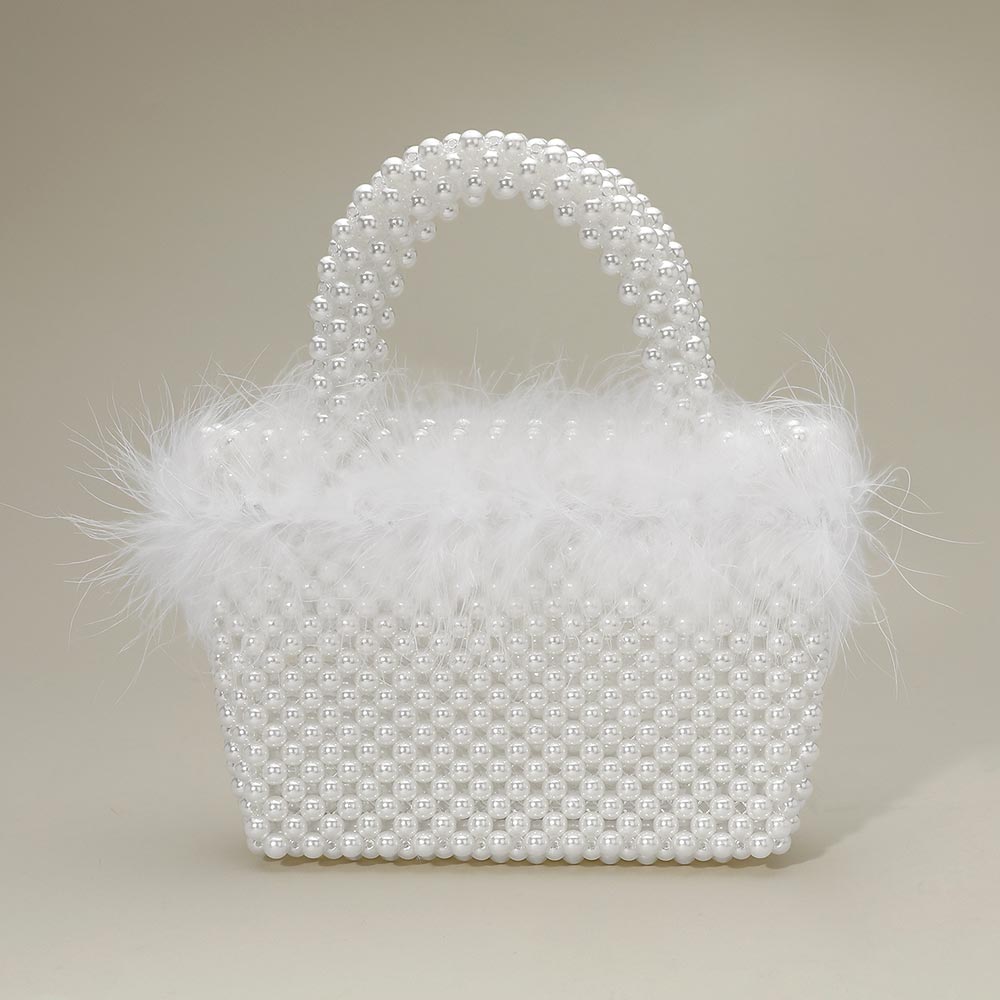 Feather Embellished Open Top Mini Tote Bag